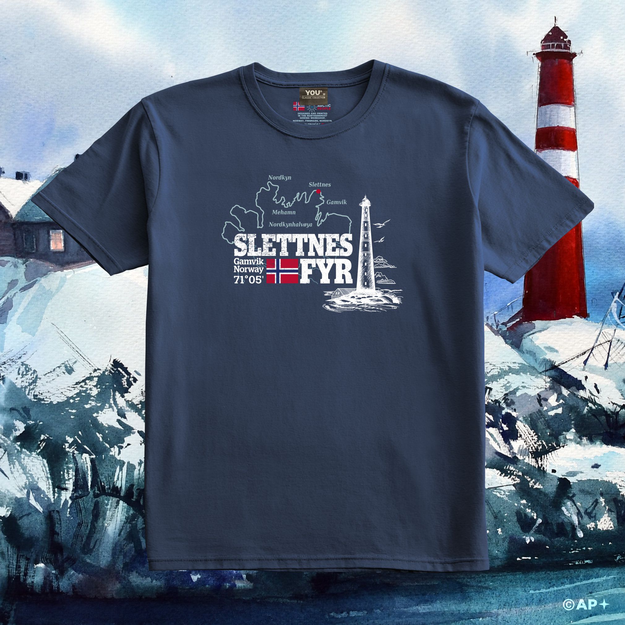T-skjorte med Slettnes fyr – Nordkyn