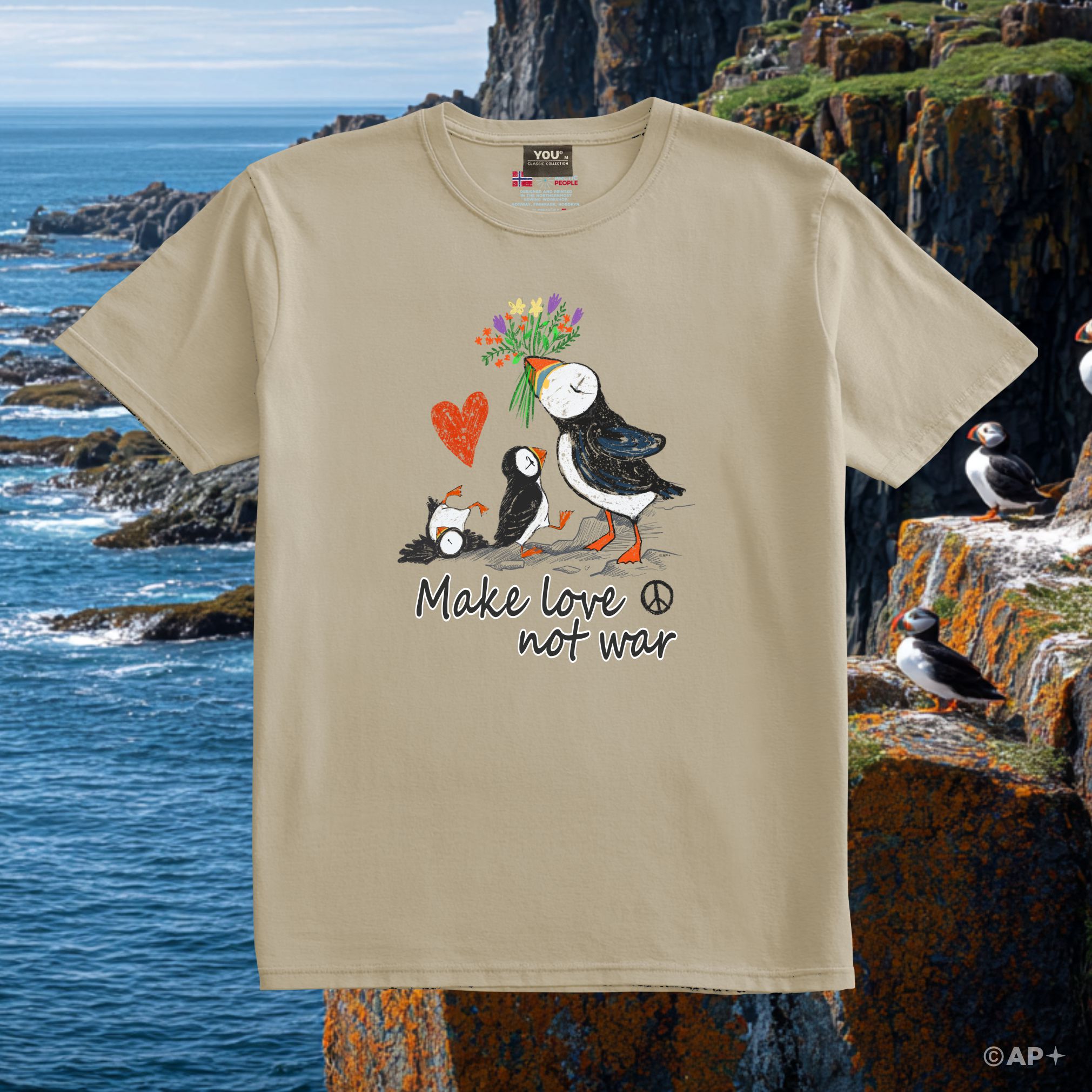Make Love Not War Puffin T-Shirt