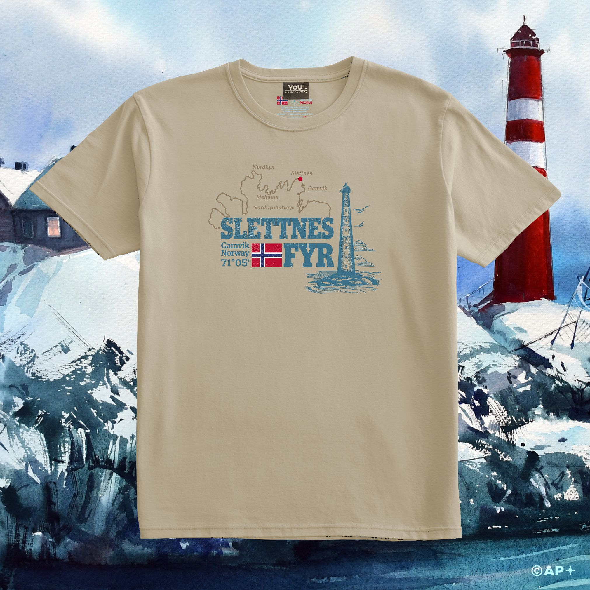 T-skjorte med Slettnes fyr – Nordkyn