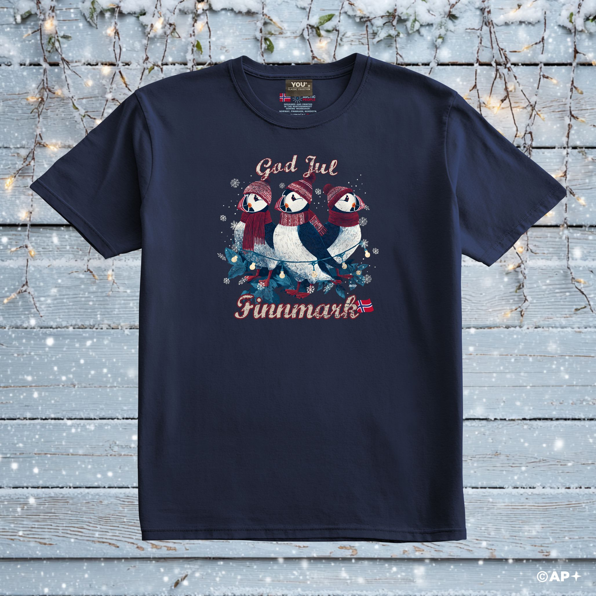 Lundefugl T-skjorte – arktisk jul Finnmark