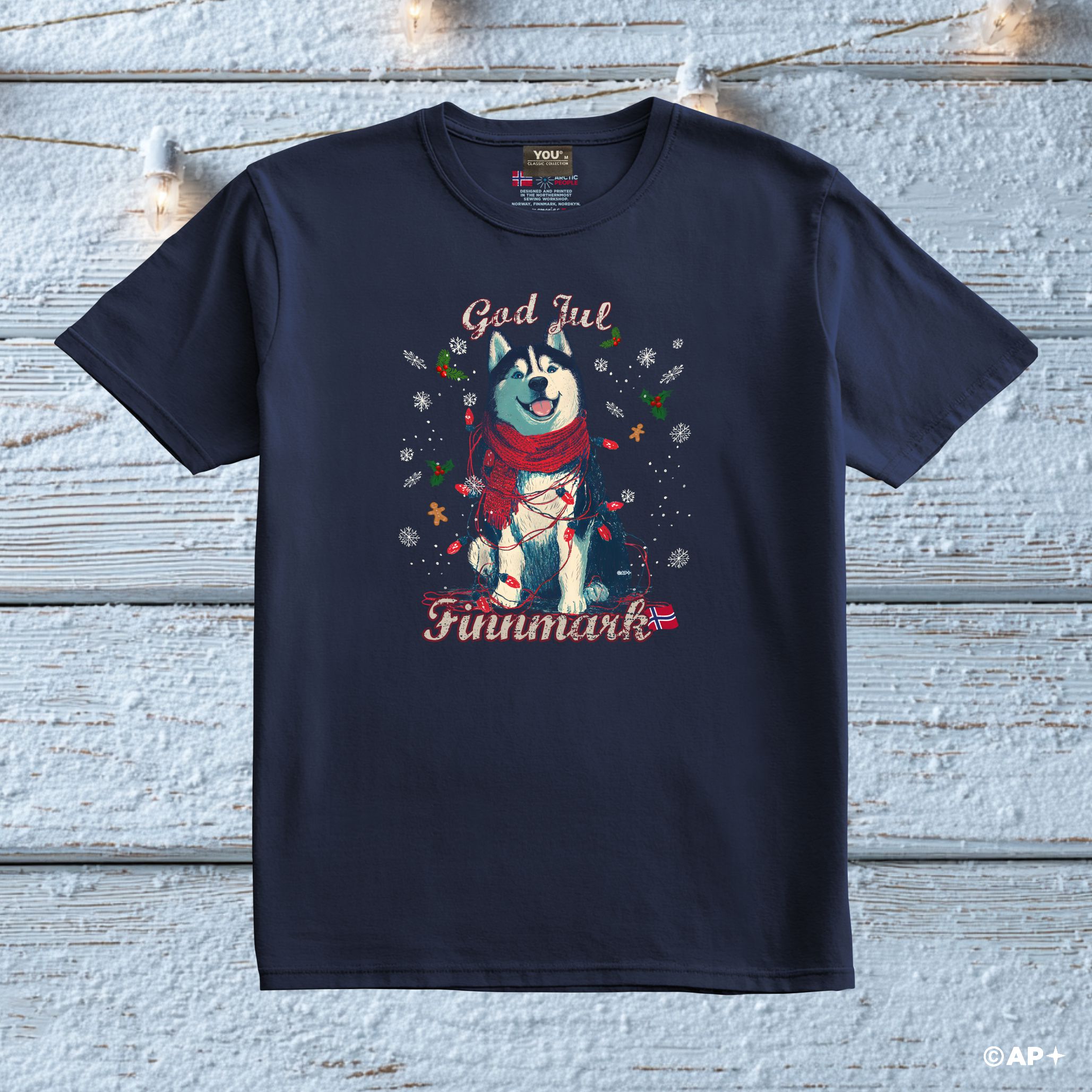 Husky T-skjorte – arktisk jul i Finnmark