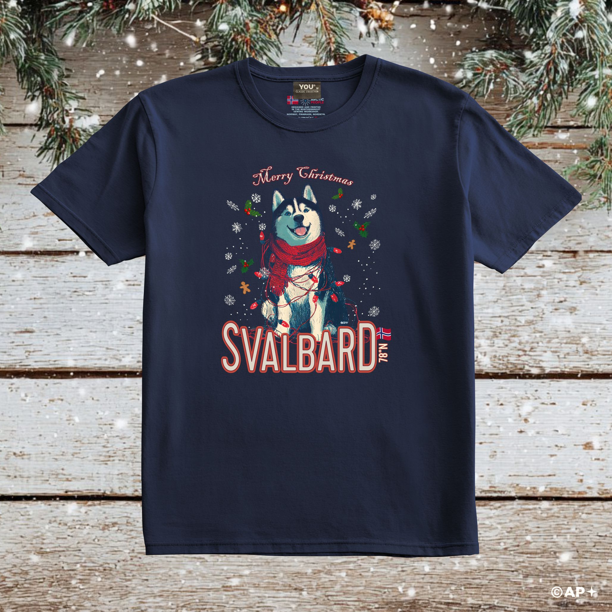 Svalbard Husky Christmas T-shirt 78°N