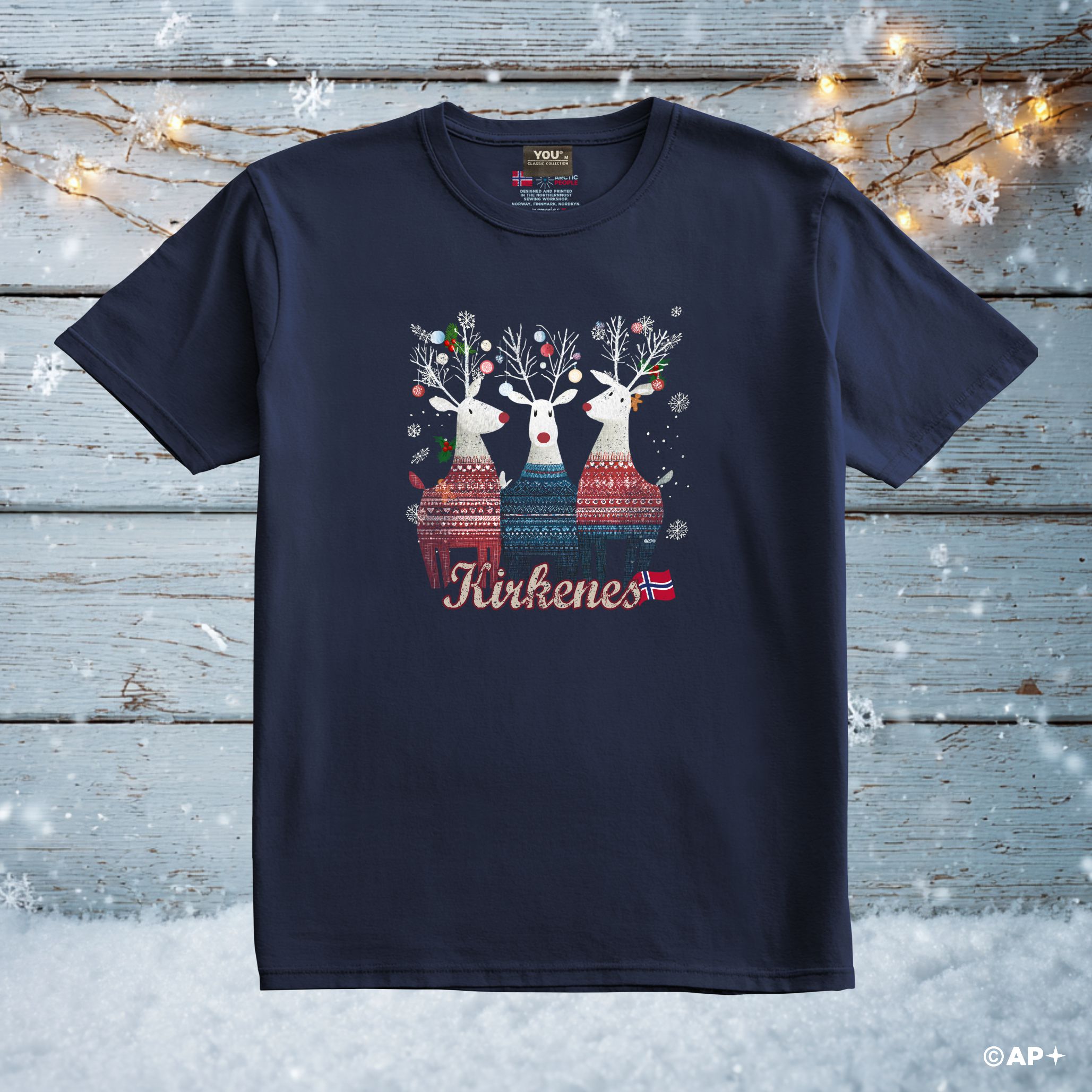 Jule-T-skjorte Kirkenes reinsdyr