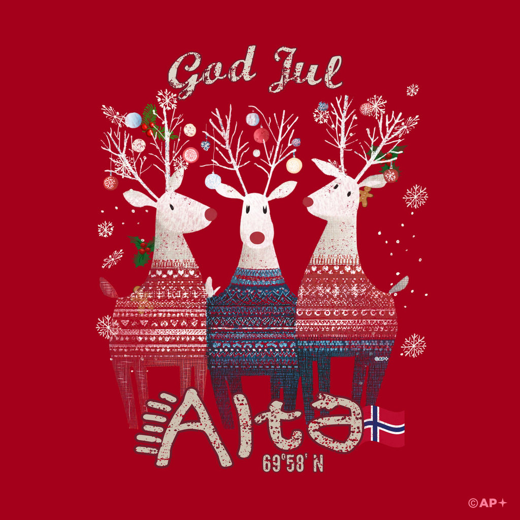 T-skjorte God Jul Alta reinsdyr