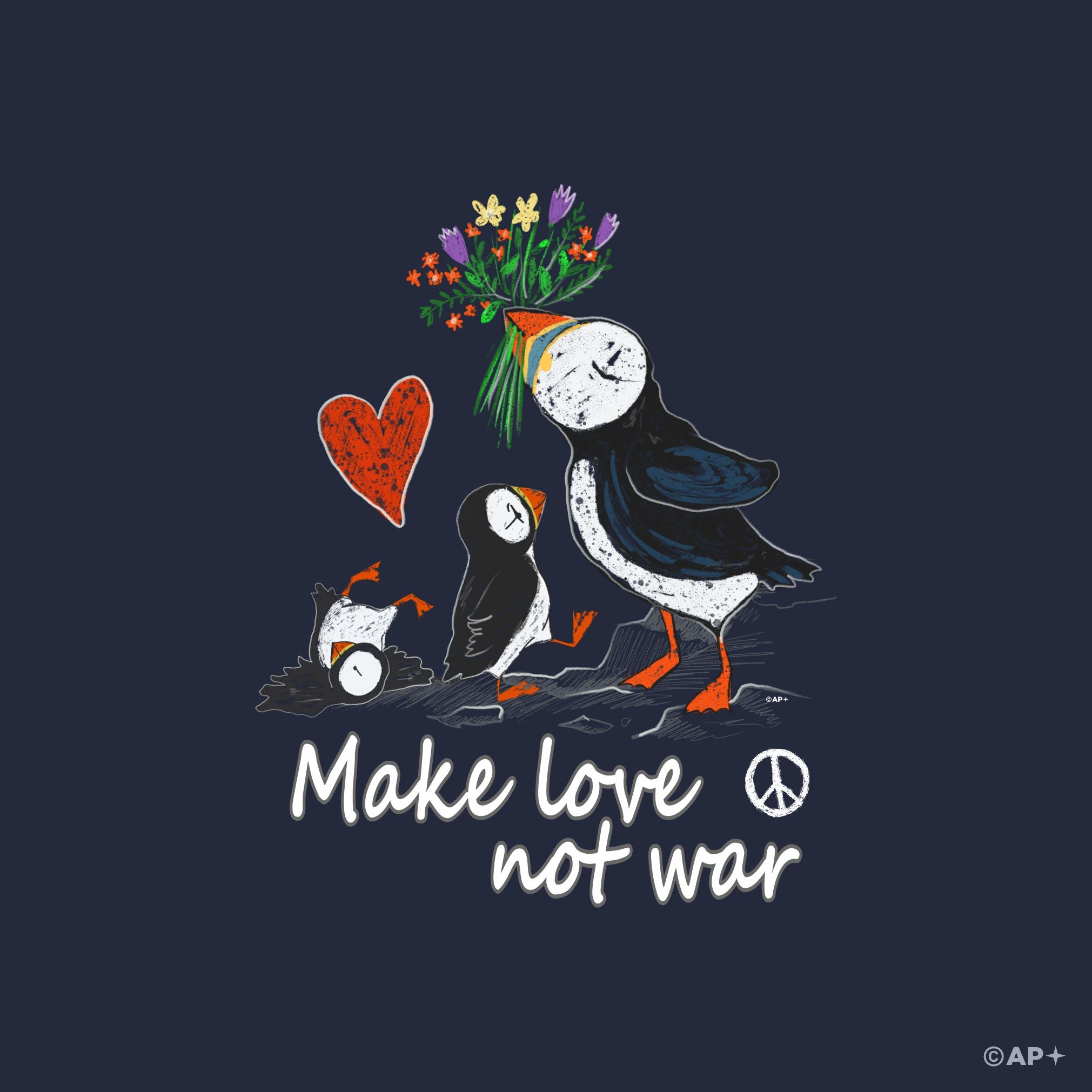 Make Love Not War Puffin T-Shirt