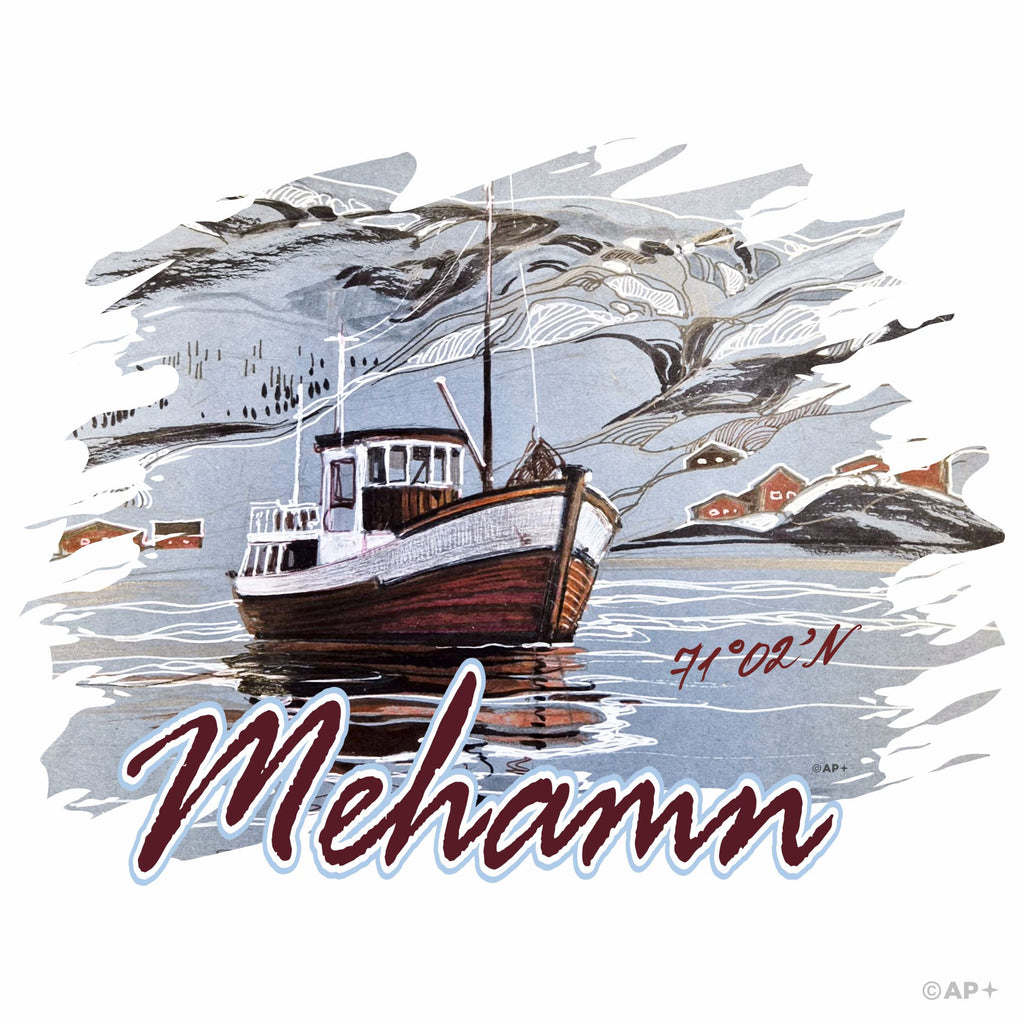 Mehamn 71°02'N – Arktisk fiskerbåt i akvarell