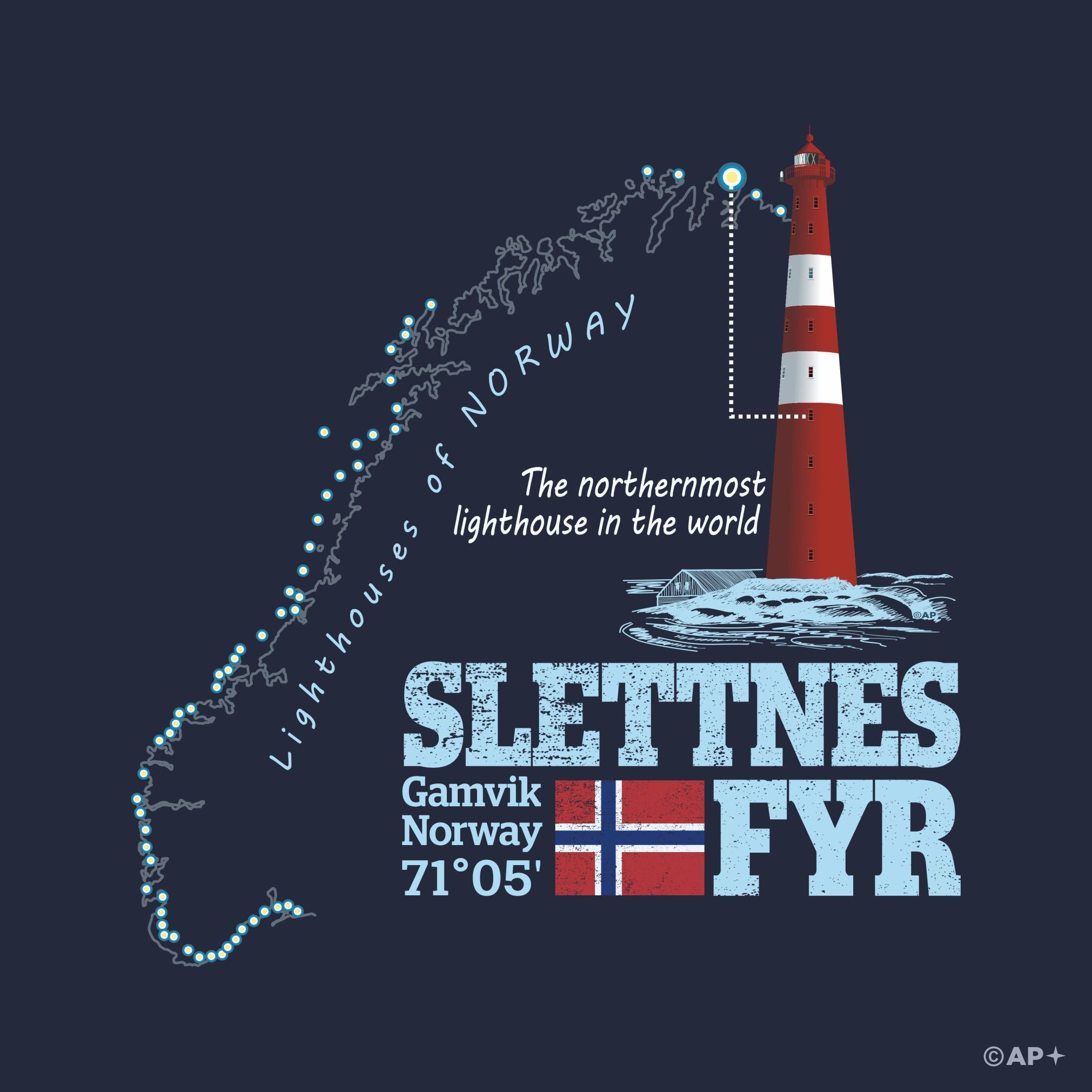 Slettnes fyr T-skjorte – Europas nordligste fyr