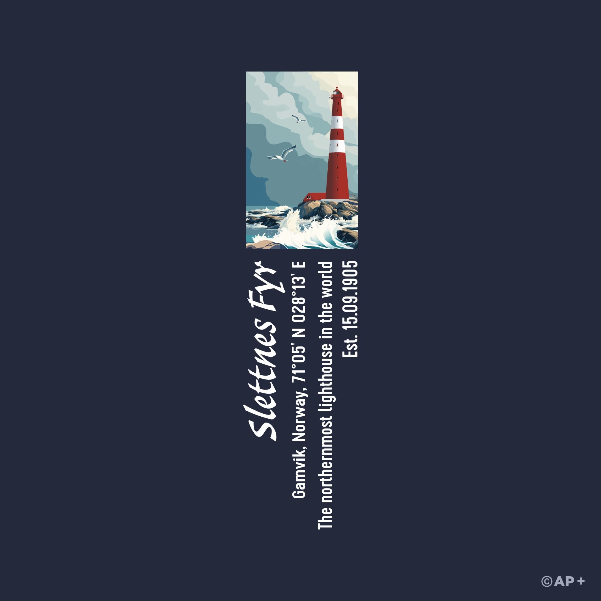 Slettnes Fyr T-skjorte – Arctic Landmark 71°N