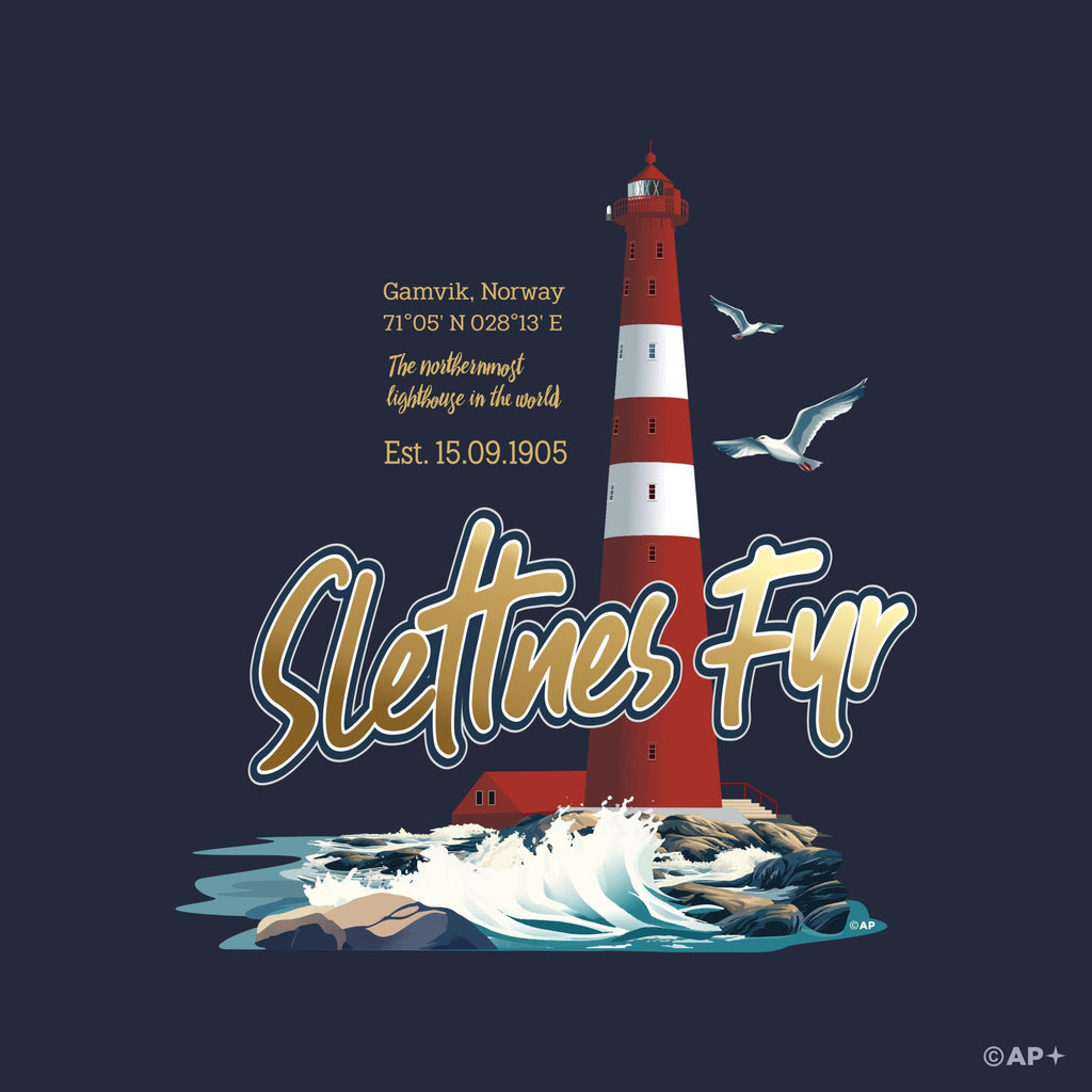 Slettnes Fyr T-skjorte – 71°05'N Nordkyn, Gamvik