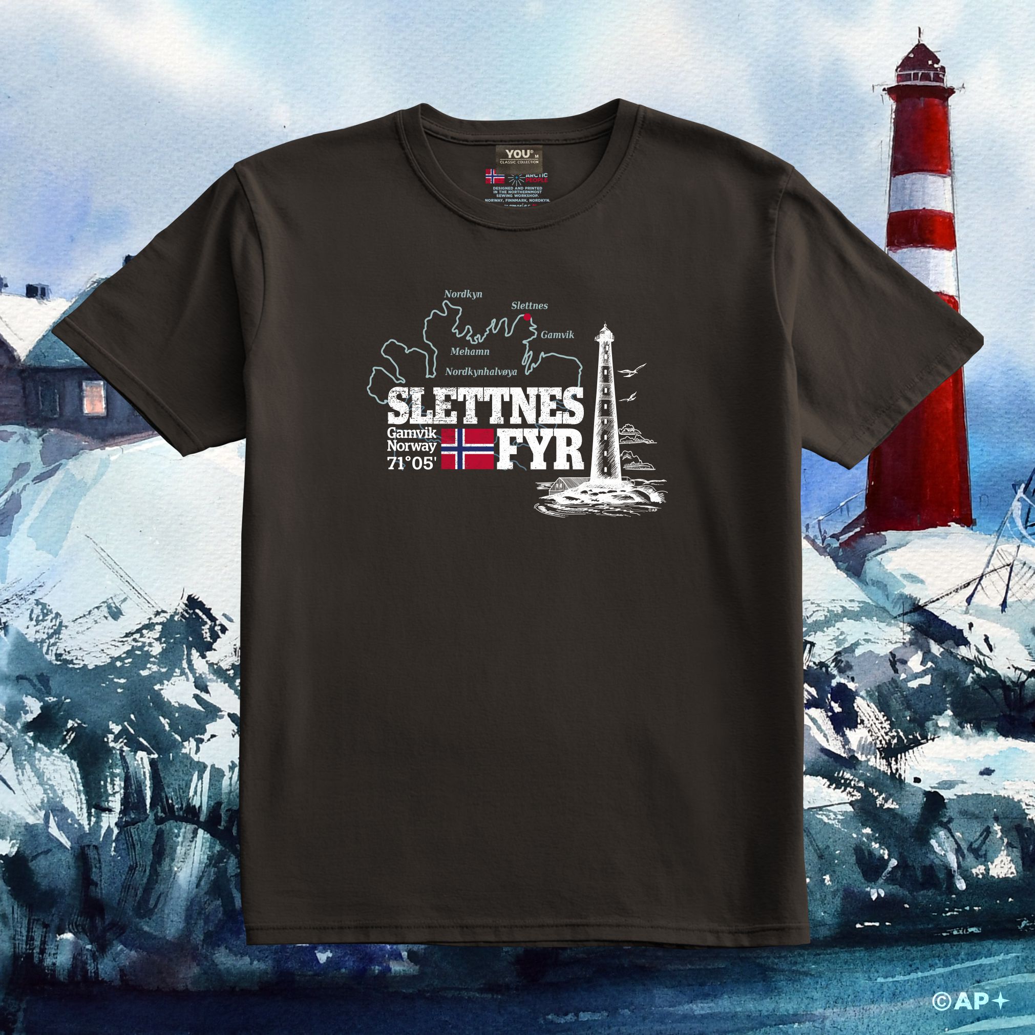 T-skjorte med Slettnes fyr – Nordkyn