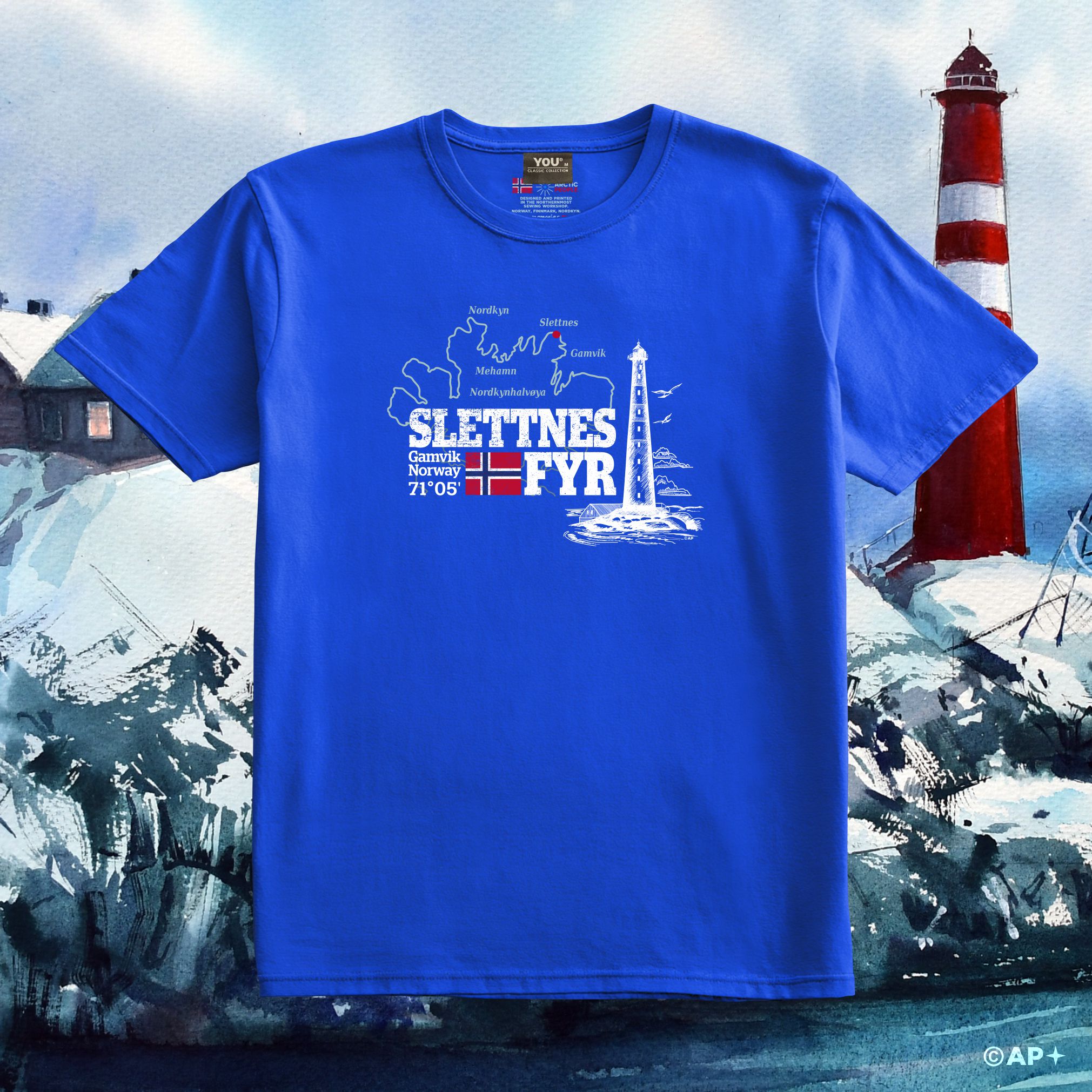 T-skjorte med Slettnes fyr – Nordkyn