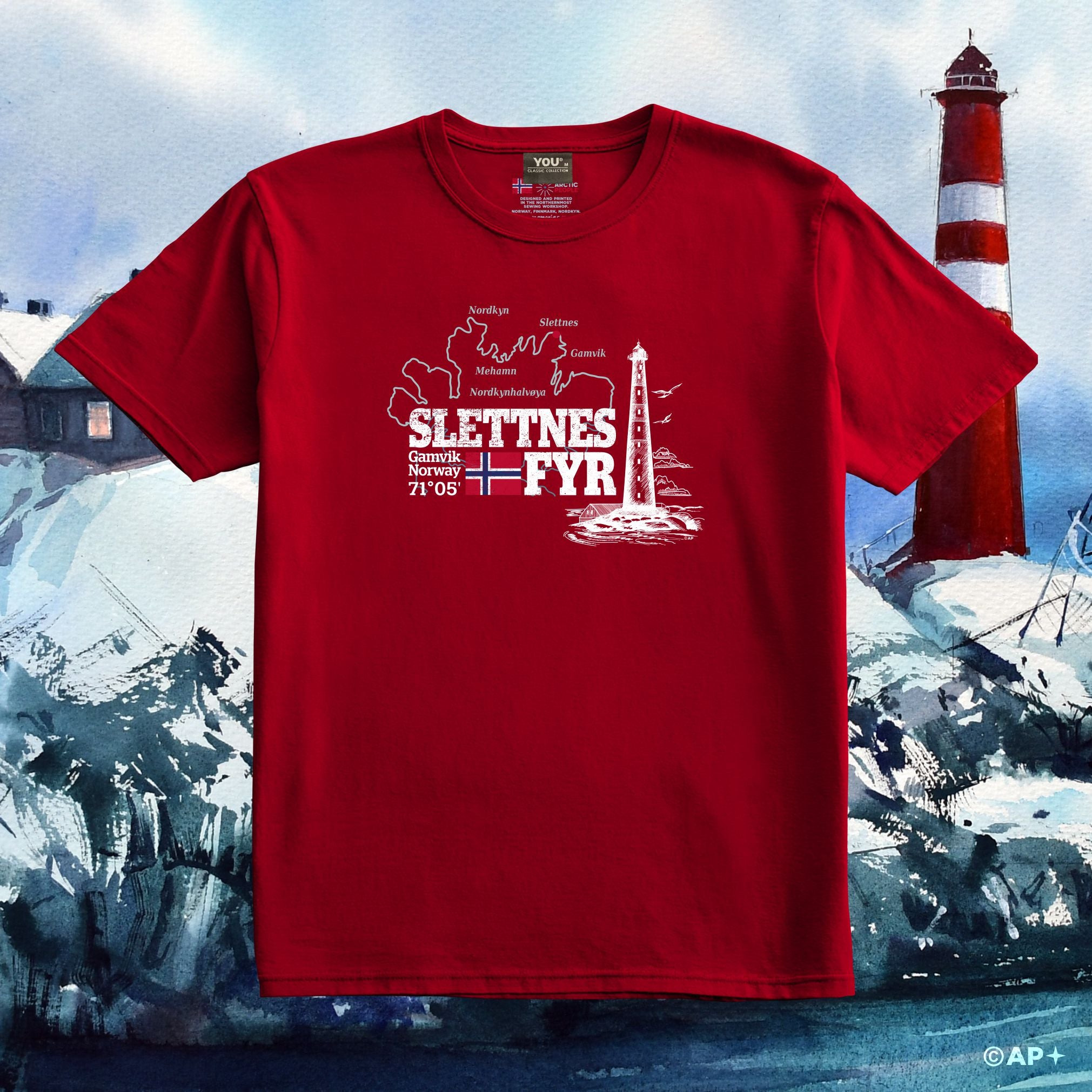 T-skjorte med Slettnes fyr – Nordkyn
