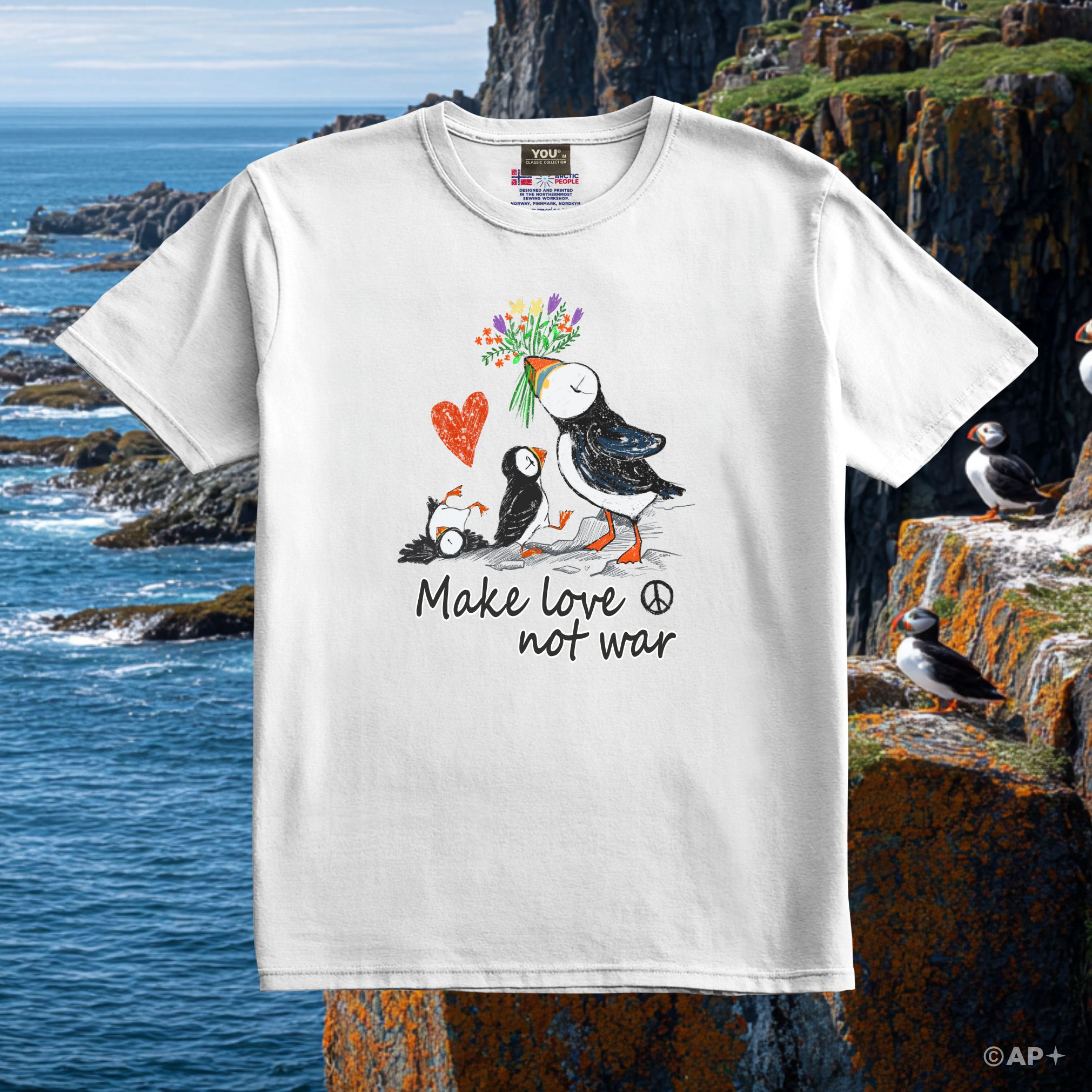 Make Love Not War Puffin T-Shirt