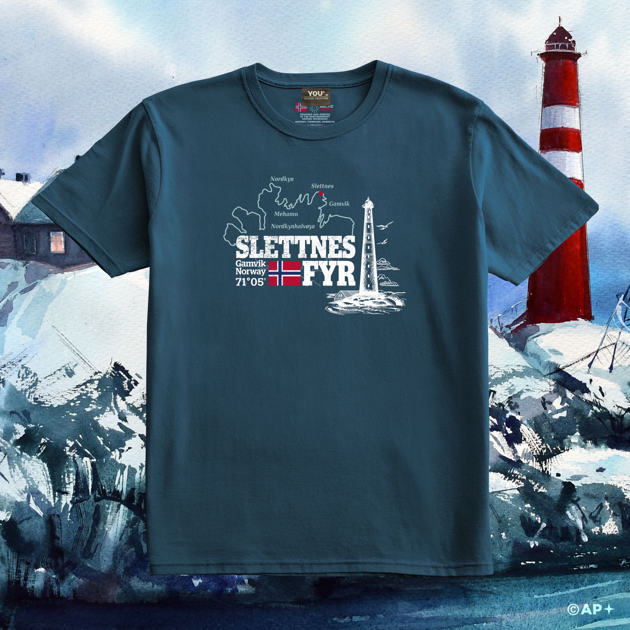 T-skjorte med Slettnes fyr – Nordkyn