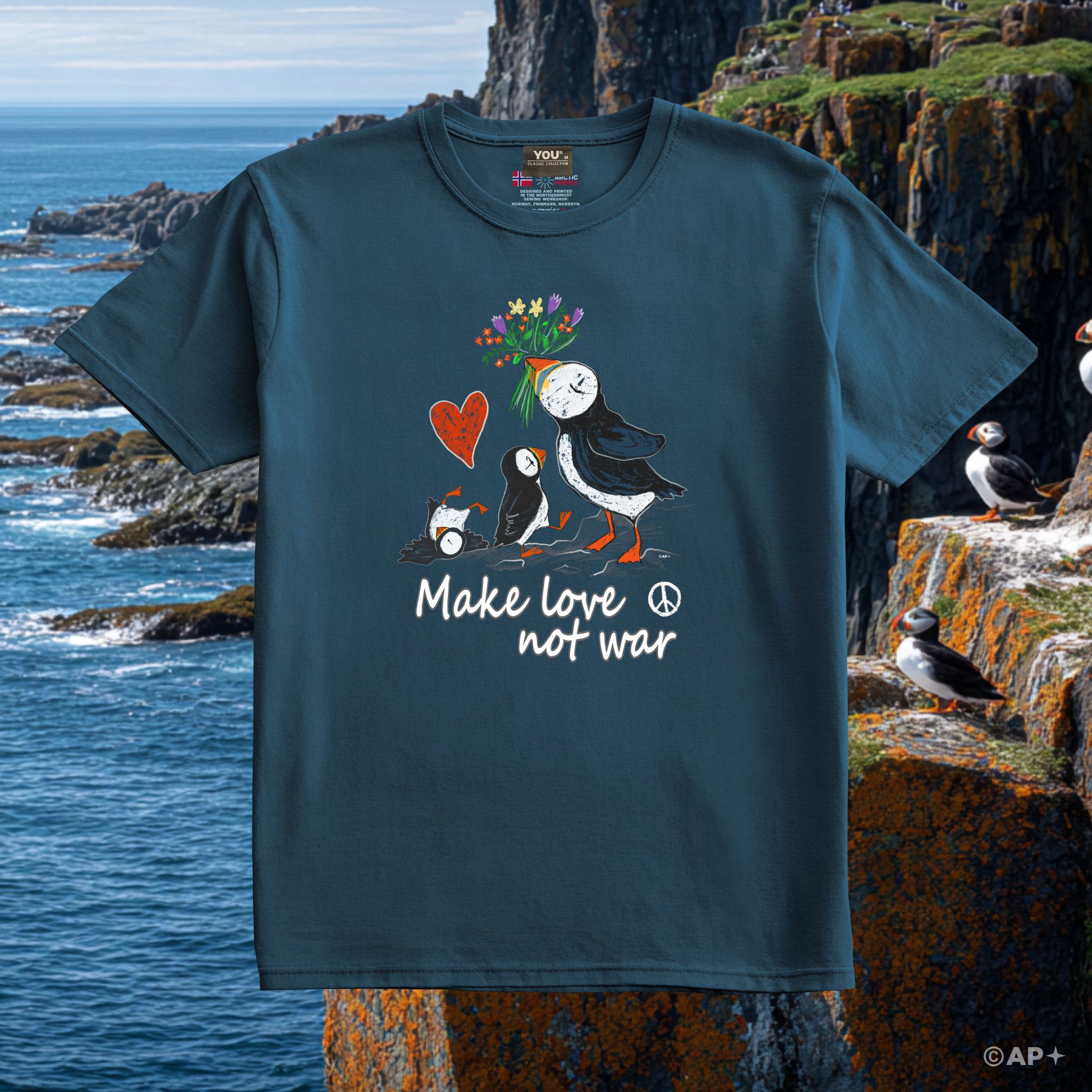 Make Love Not War Puffin T-Shirt