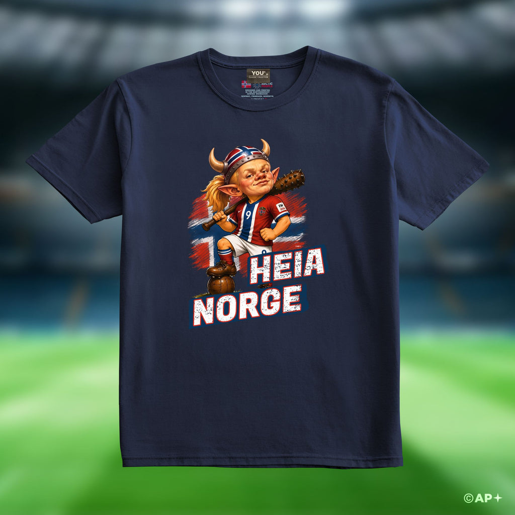 Navy Heia Norge supporter T-shirt with football design