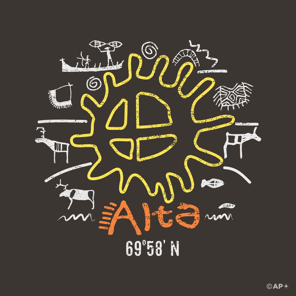 T-skjorte Alta bergkunst & samisk solmotiv