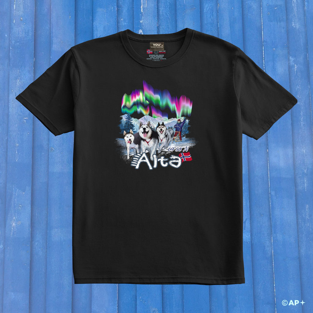 T-skjorte Alta hundekjøring Nordlys