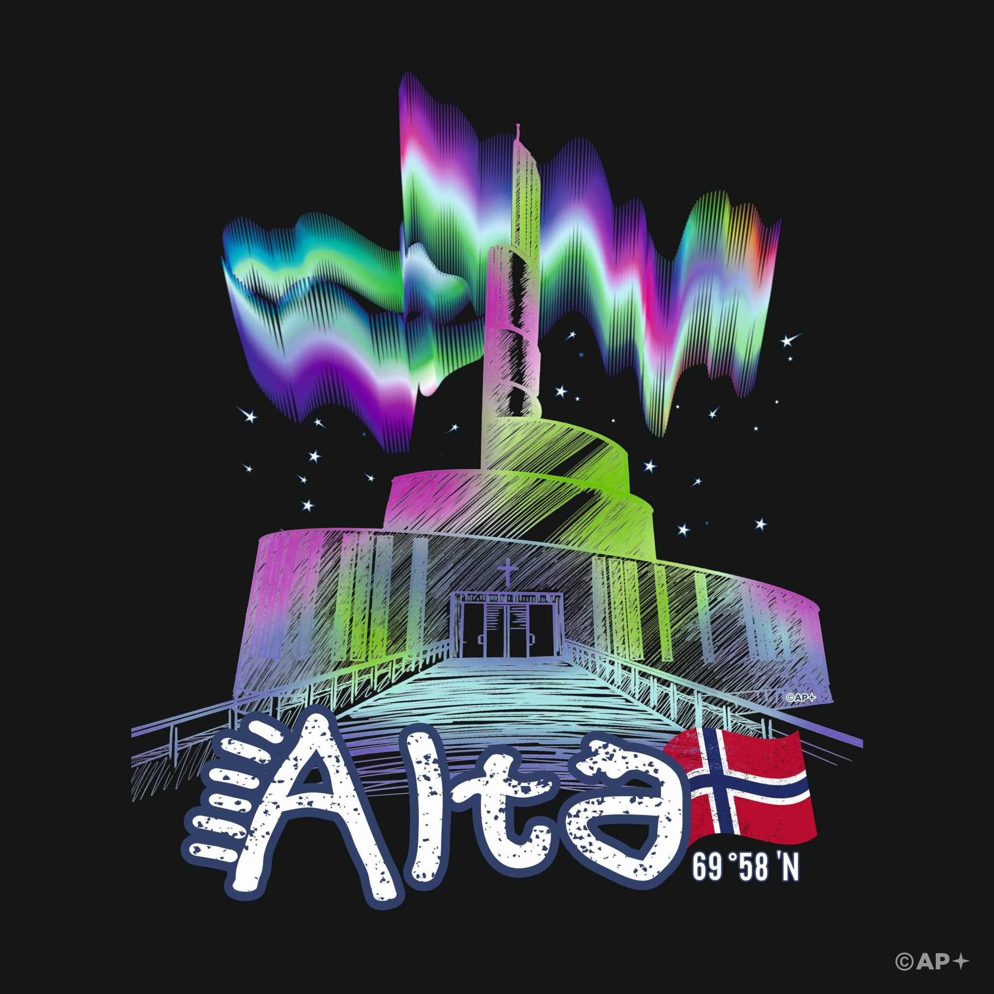 T-skjorte Nordlyskatedral Alta