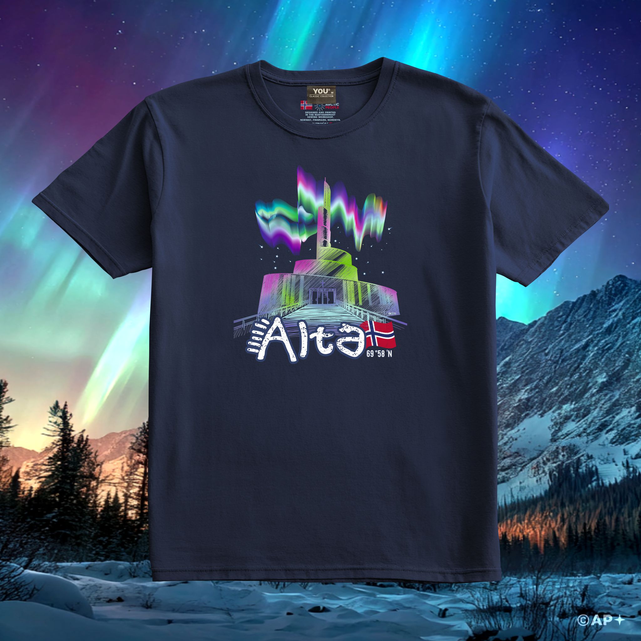 T-skjorte Nordlyskatedral Alta