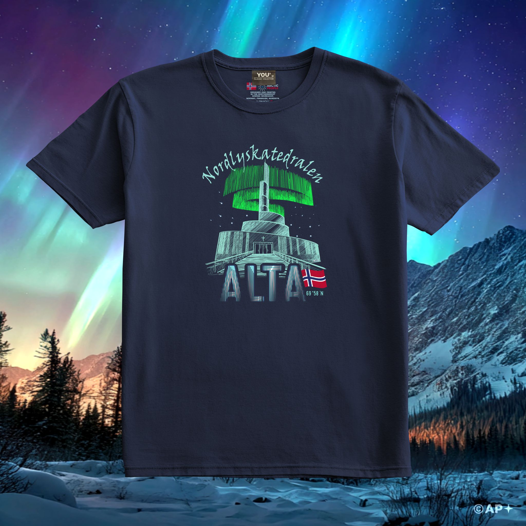 Nordlyskatedralen Alta – Nordlys over Kirken