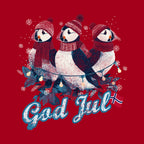 T-skjorte God Jul med lundefugler