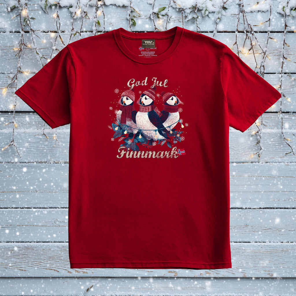 Lundefugl T-skjorte – arktisk jul Finnmark