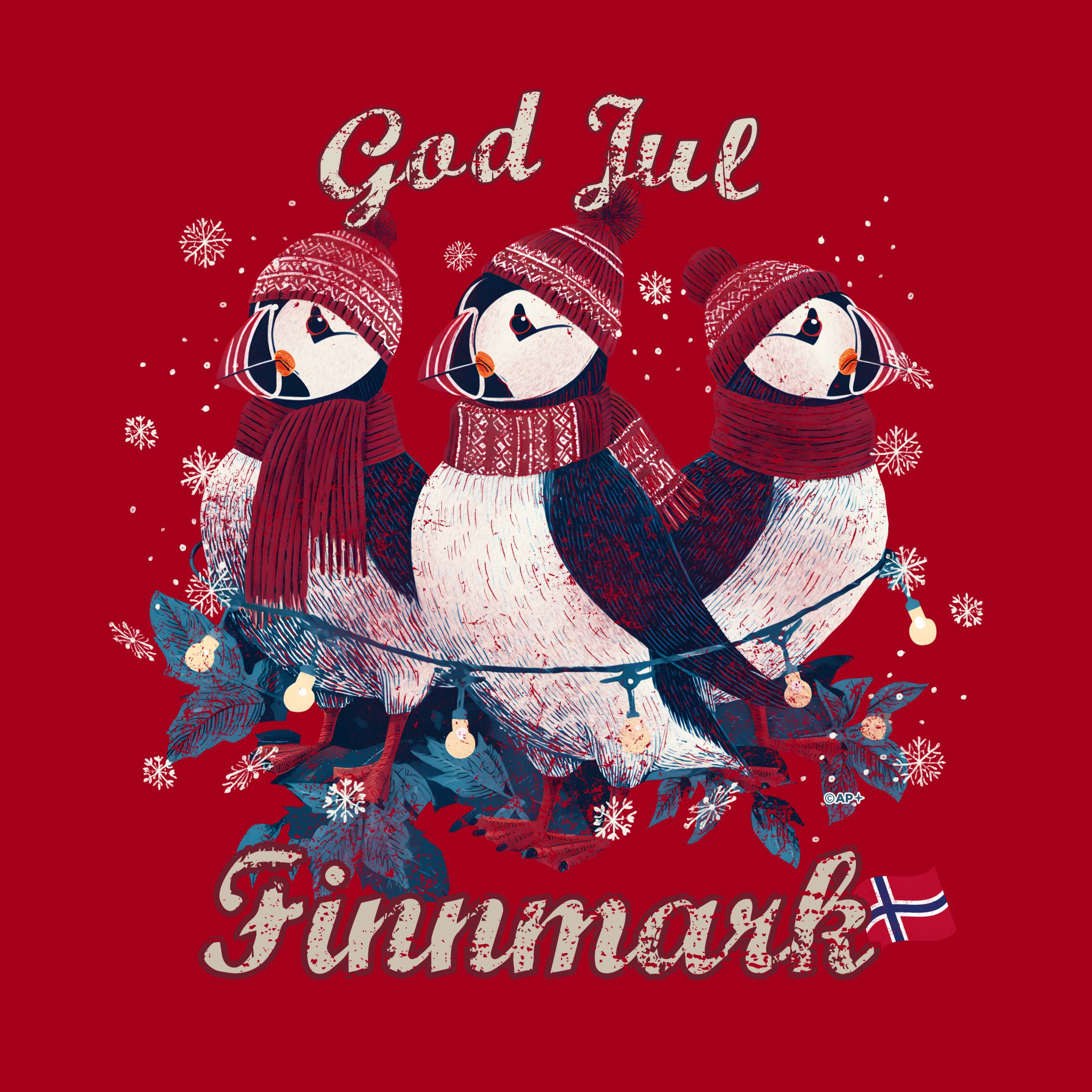 Lundefugl T-skjorte – arktisk jul Finnmark