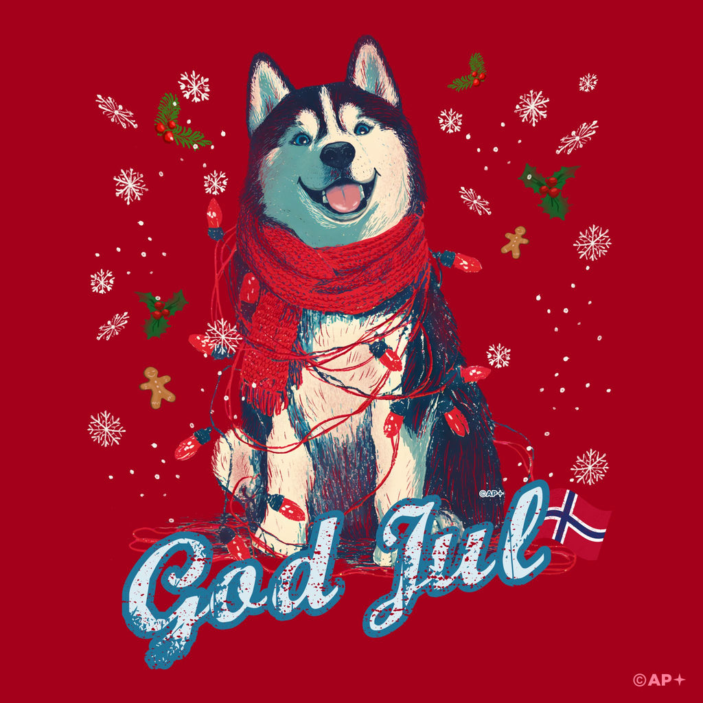 Husky T-skjorte God Jul – arktisk stil