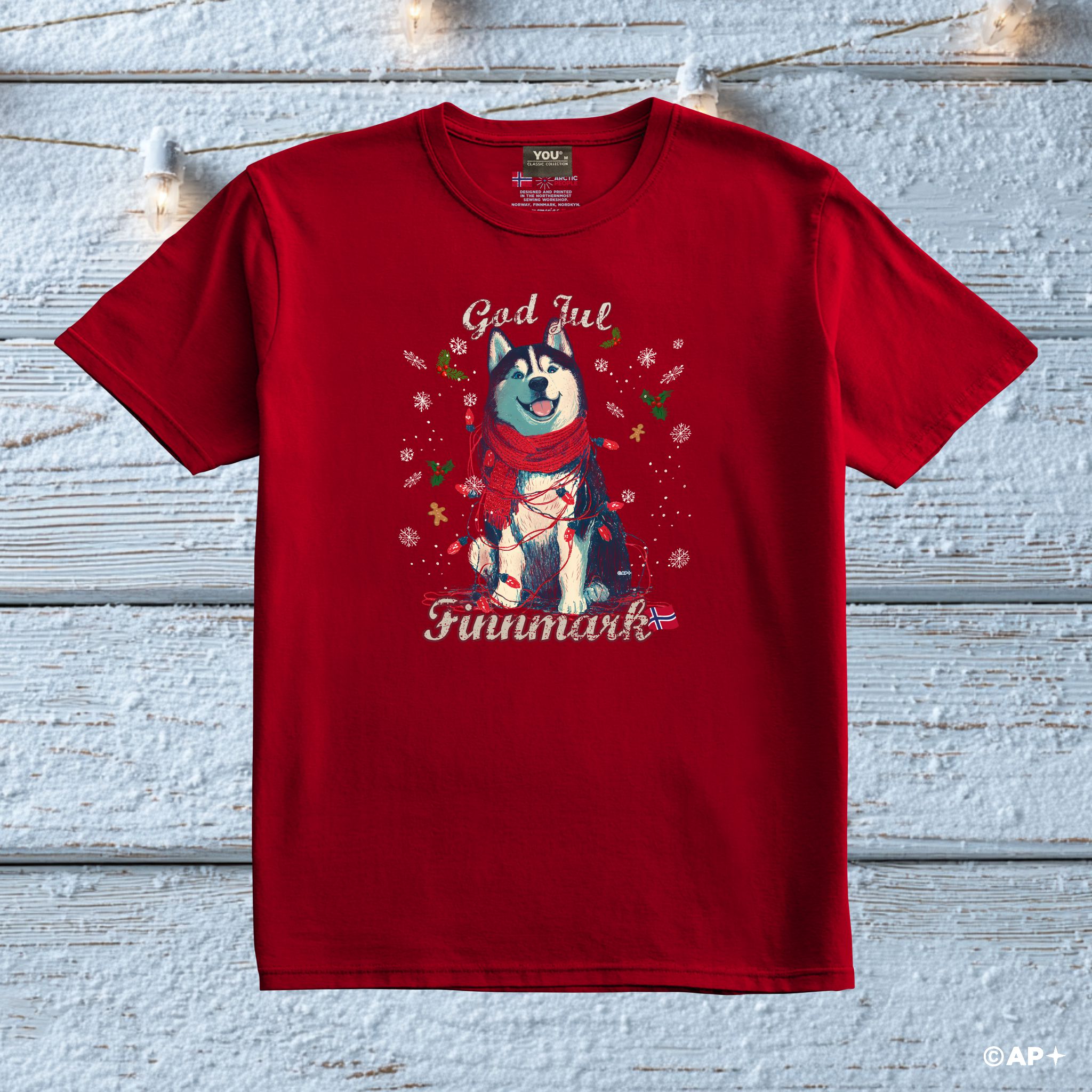 Husky T-skjorte – arktisk jul i Finnmark