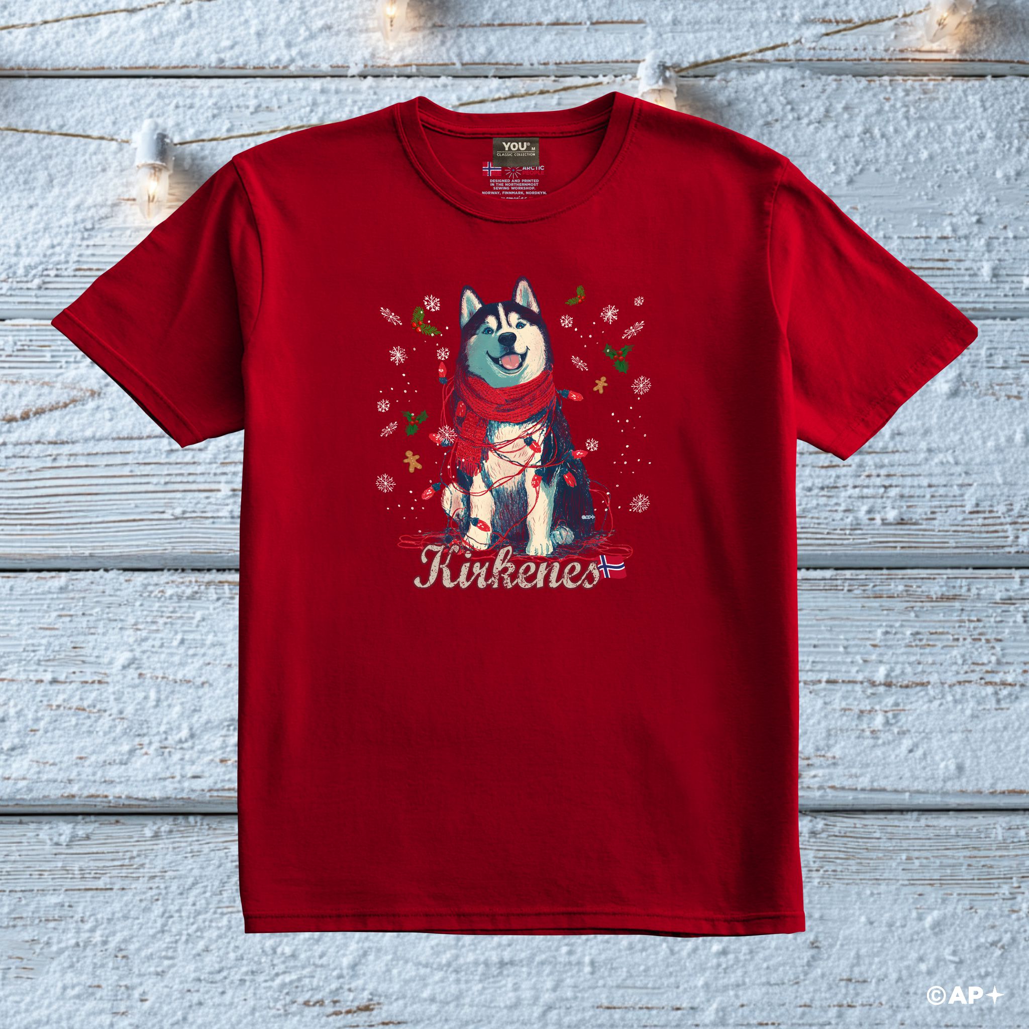 Husky jule-T-skjorte fra Kirkenes