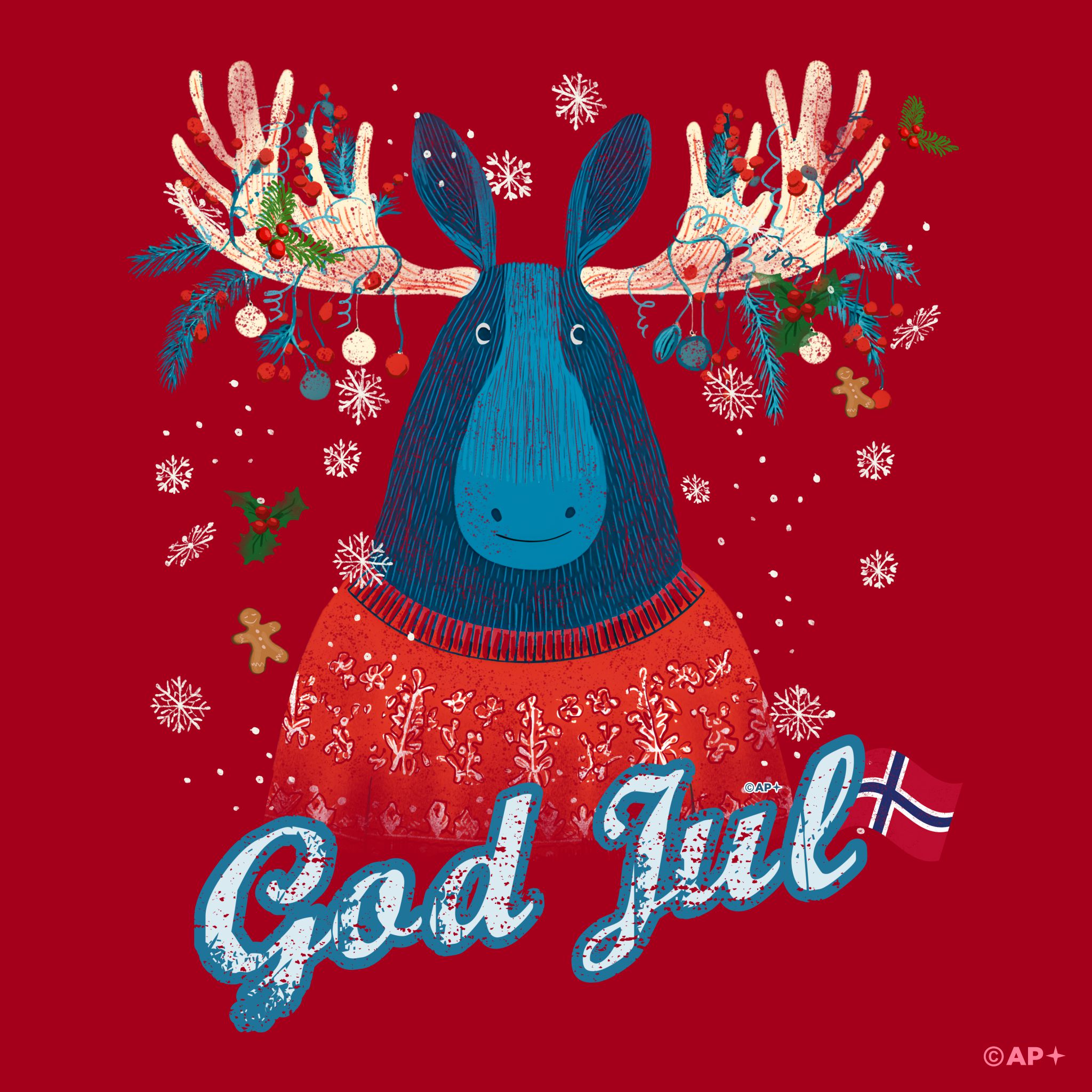 T-skjorte God Jul elg julestemning