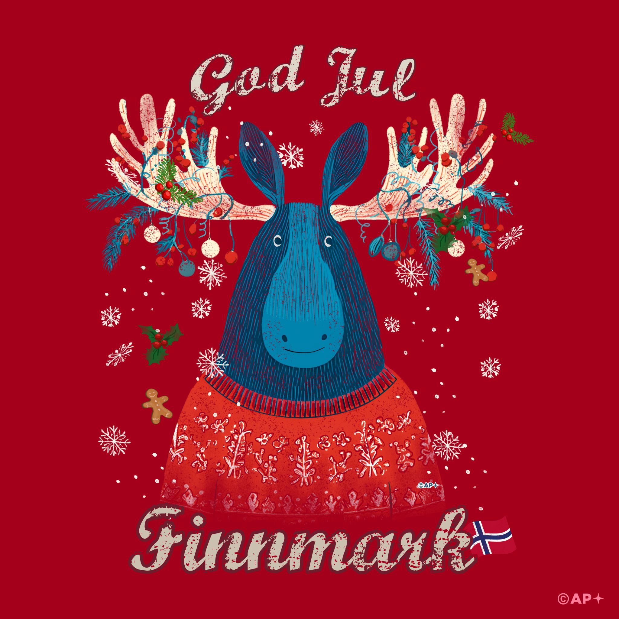 Jule-T-skjorte elg Finnmark