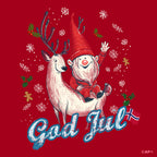 T-skjorte «God Jul» julenisse og reinsdyr
