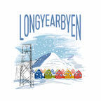 Spisshusene i Longyearbyen hvit