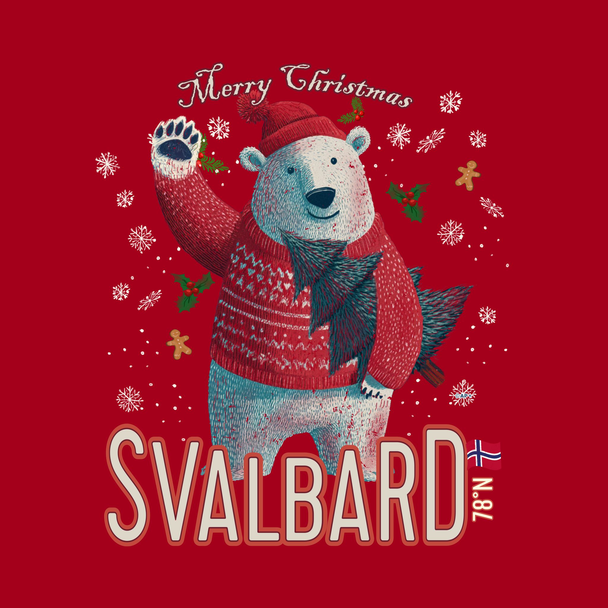 T-skjorte Isbjørn Svalbard 78°N julemotiv